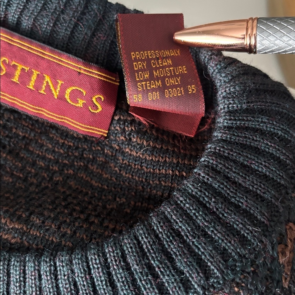 Hastings 100% Merino Wool Abstract Knit Sweater XL (L?) Indie Grunge Grandpacore - Picture 8 of 9